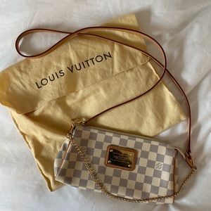 Authentic Louis Vuitton Eva Clutch Damier Azur